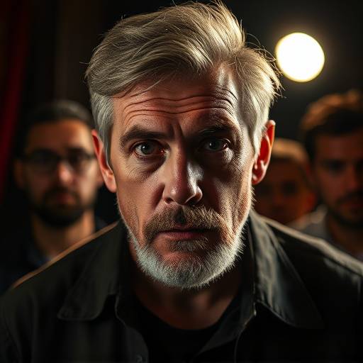 Image du cours de jeu d'acteur selon la Méthode Stanislavski avec un portrait d'acteur intense