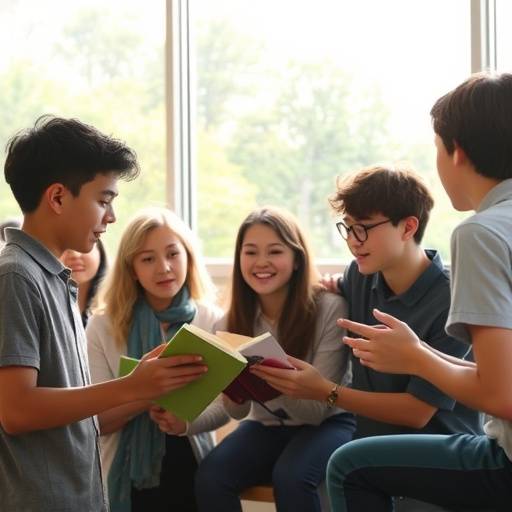 Photo d'un exercice d'improvisation où les étudiants doivent créer une histoire à partir de mots tirés au sort.
